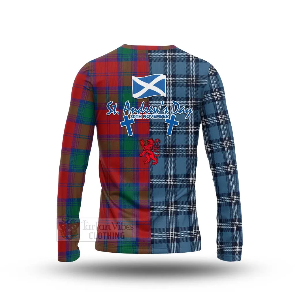 Byres (Byses) Tartan Long Sleeve T-Shirt Happy St. Andrew's Day Half Tartan Style