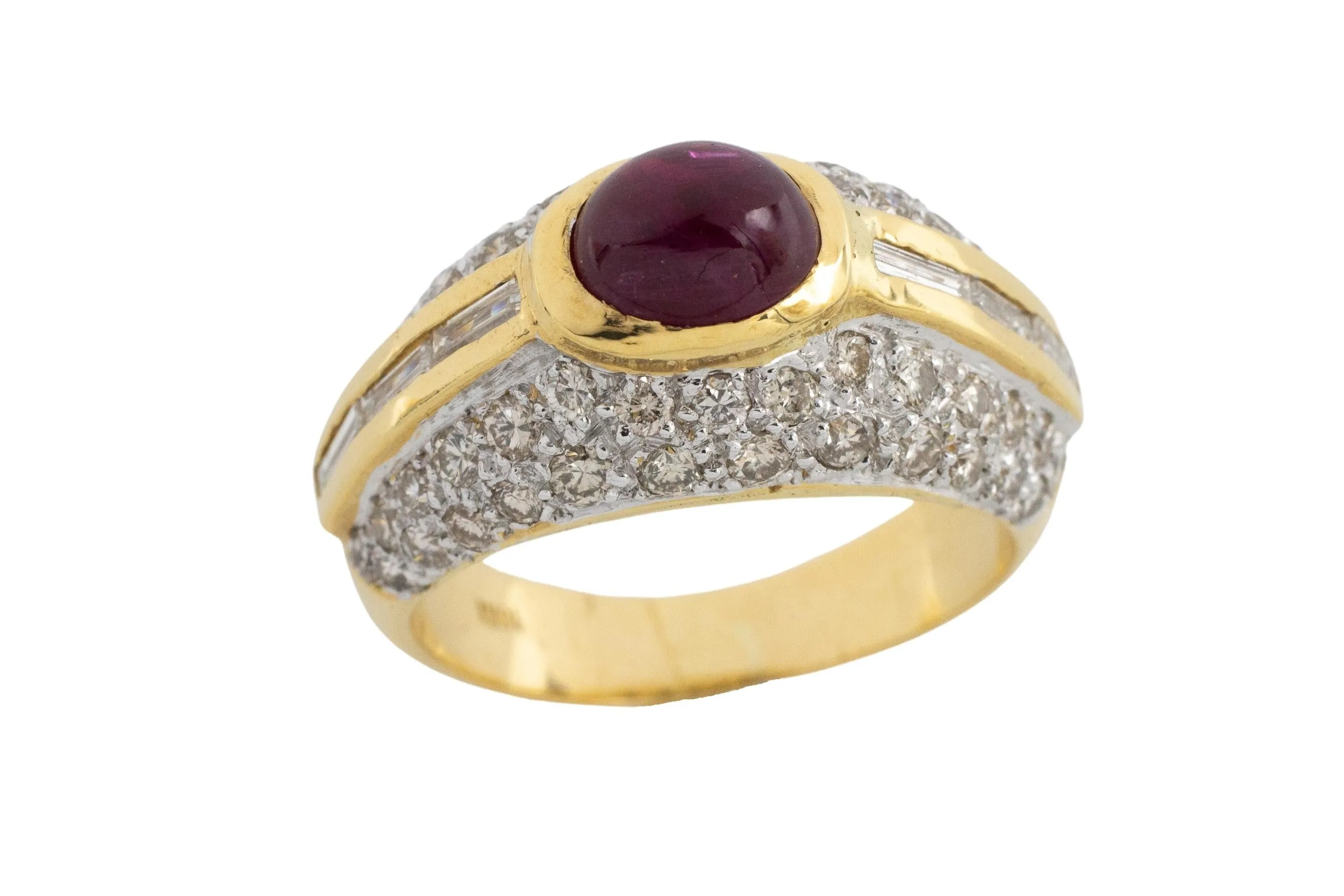 Cabochon ruby and diamond ring