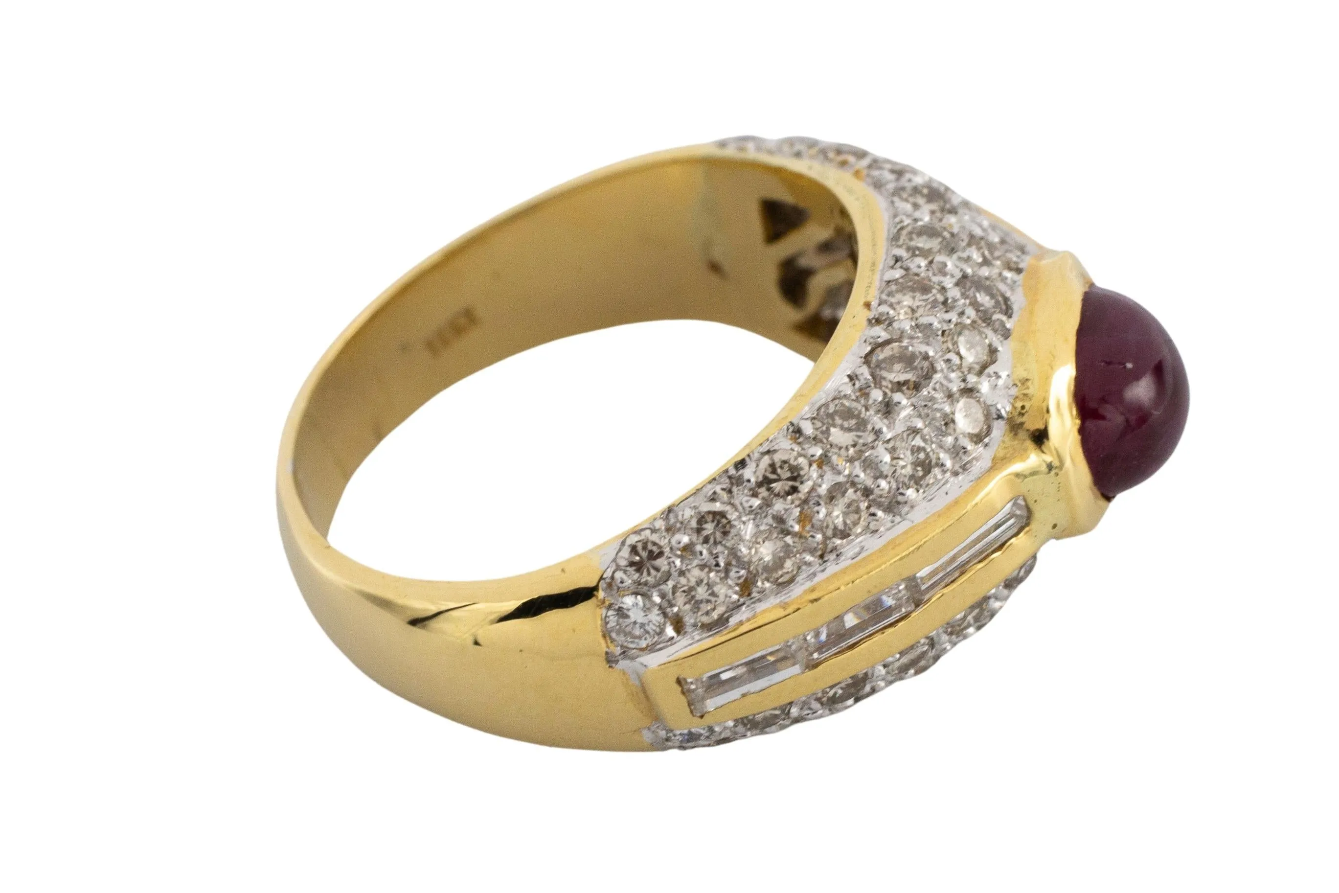 Cabochon ruby and diamond ring