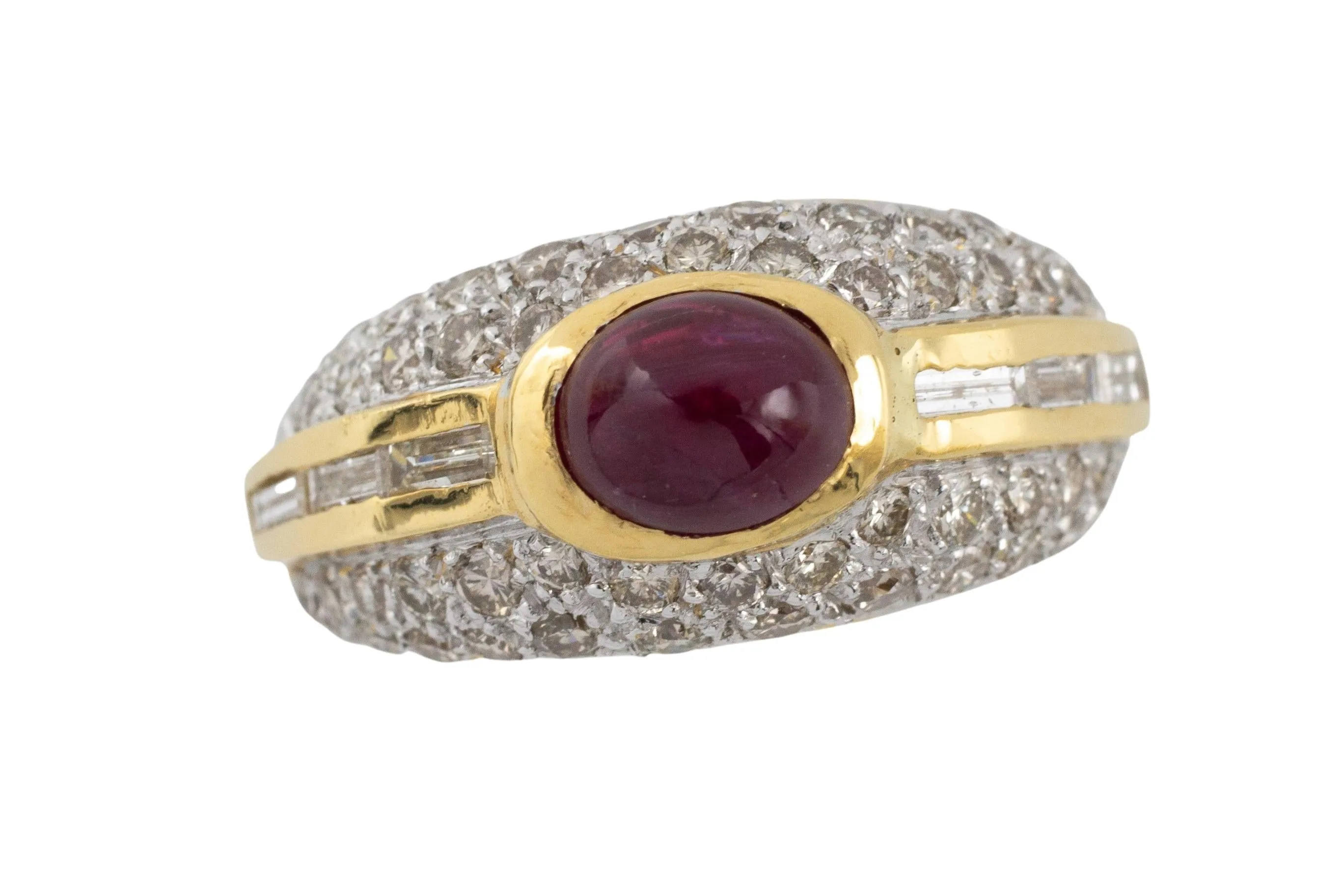 Cabochon ruby and diamond ring