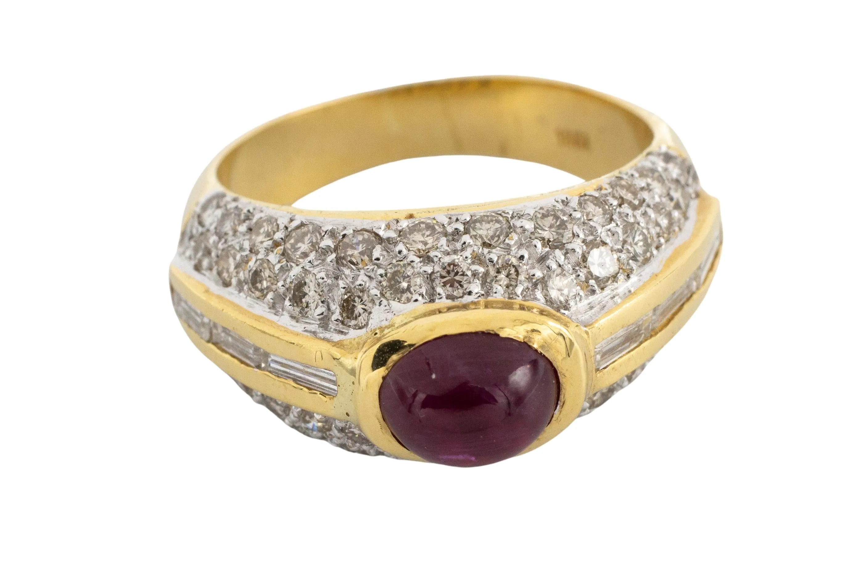 Cabochon ruby and diamond ring