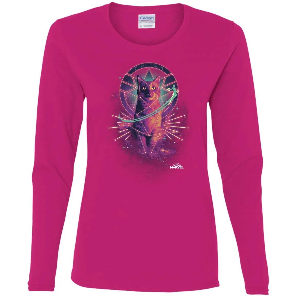 Captain Marvel Movie Goose Galaxy Portrait Women Long Sleeve Shirt