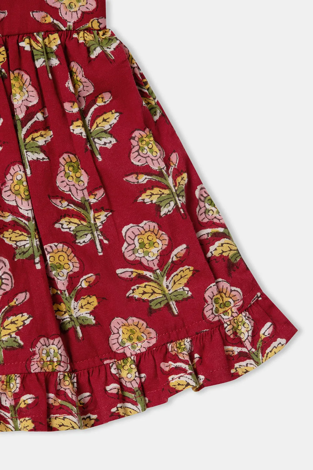 Chittythalli Girls Cottton Round Neck Frock with Mandarian Collar Overcoat - FR31
