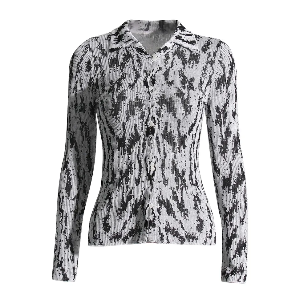 Colorblock Streetwear T Shirts For Women Lapel Long Sleeve Patchwork Single Breasted Casual T Shirt Female Fashion