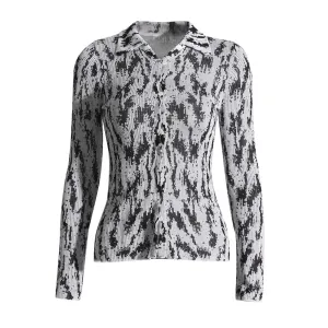 Colorblock Streetwear T Shirts For Women Lapel Long Sleeve Patchwork Single Breasted Casual T Shirt Female Fashion