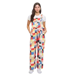 Colorful Check Square Print Overall