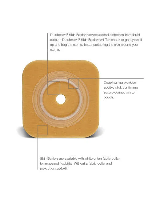 Convatec Natura 2-Piece Durahesive Flexible Skin Barrier - 10 per box, CUT TO FIT 13MM - 32MM (1/2" - 1¼"), WITH TAPE / WHITE