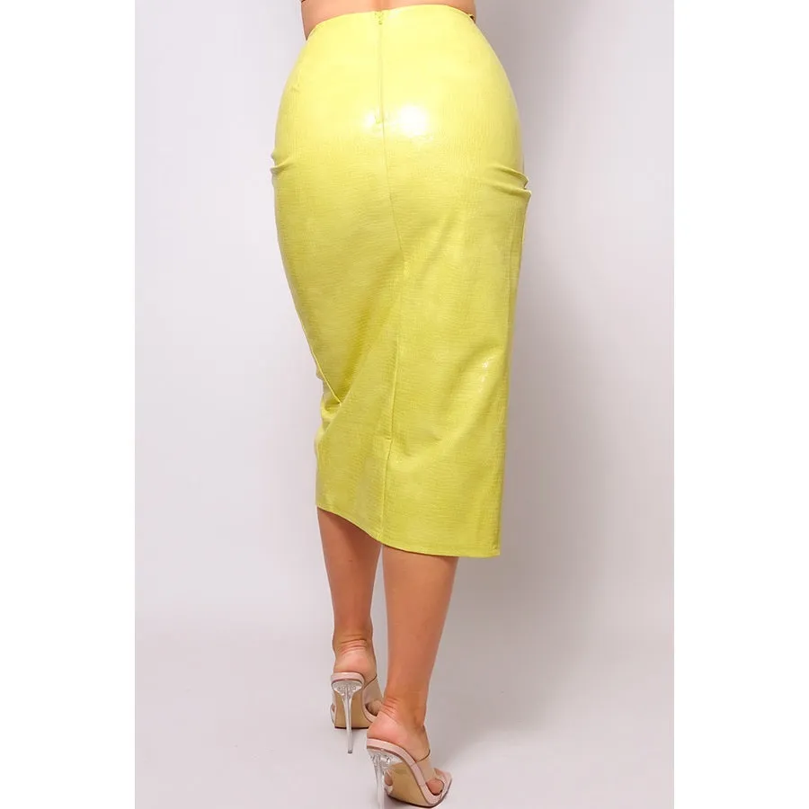Croc Faux Leather Lemon Skirt