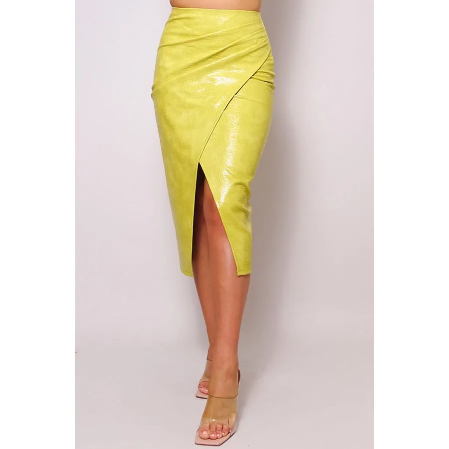 Croc Faux Leather Lemon Skirt