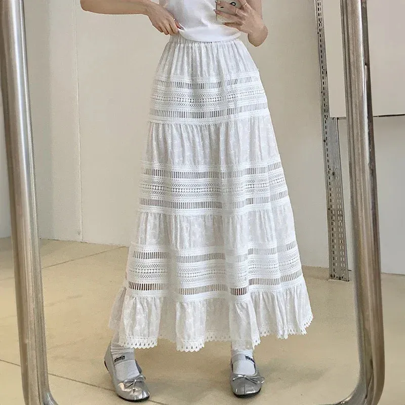 Cut-out White Maxi Skirt