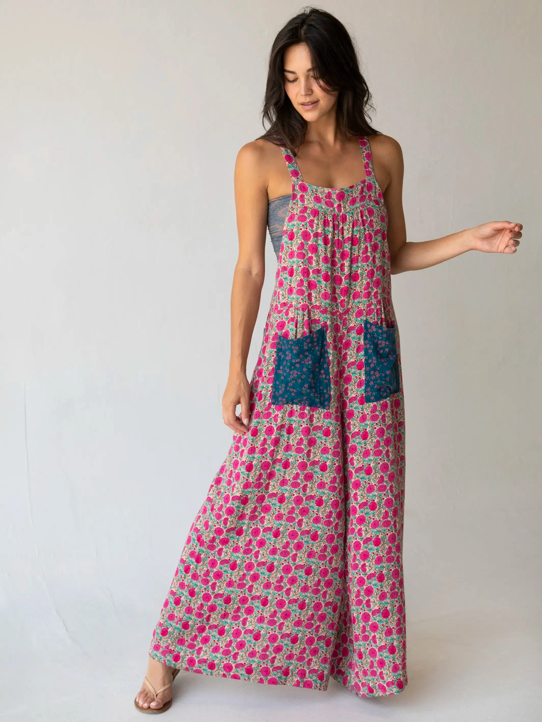 Dakota Tie Overall - Pink Puff Floral