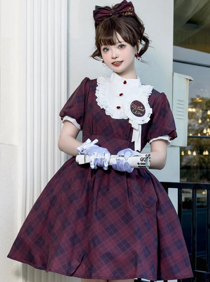 Dress Pok Girl Retro Girl Check Lolita