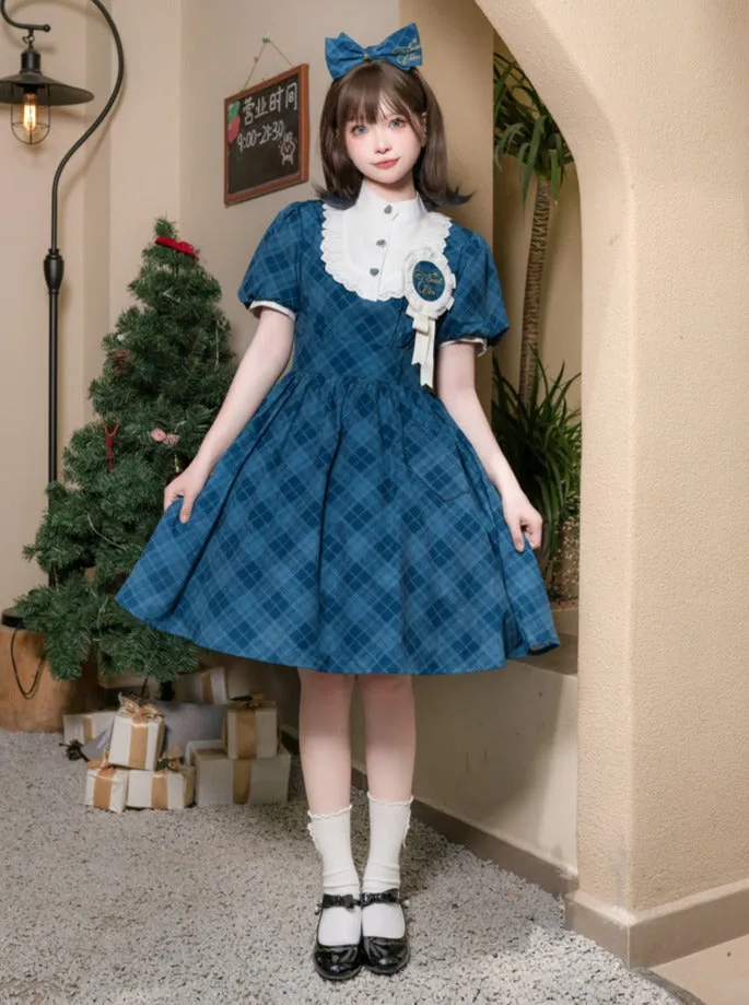 Dress Pok Girl Retro Girl Check Lolita