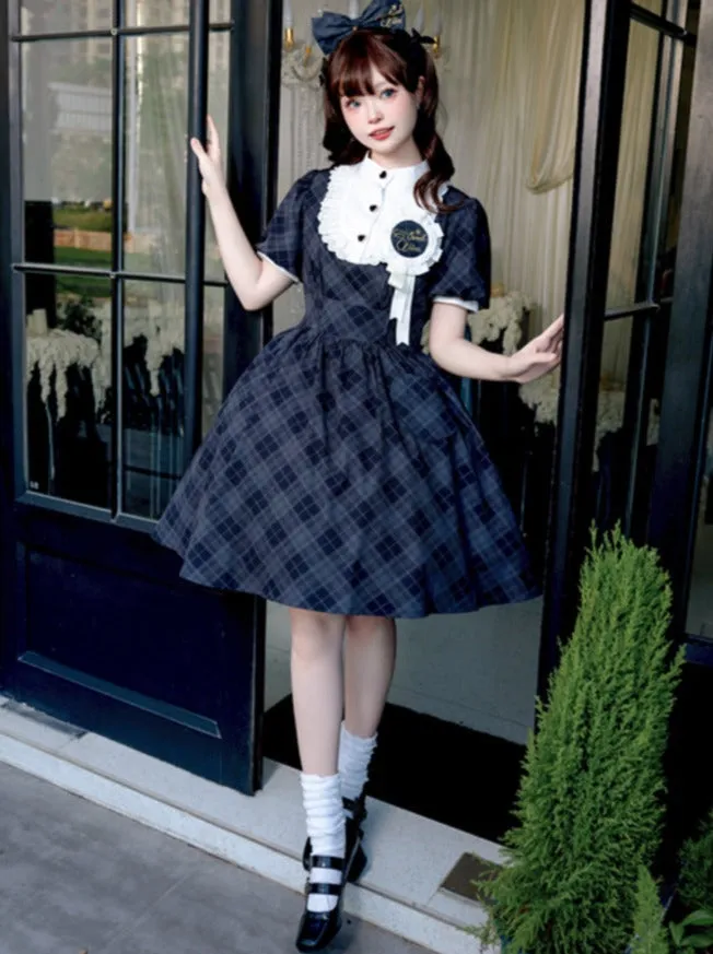 Dress Pok Girl Retro Girl Check Lolita