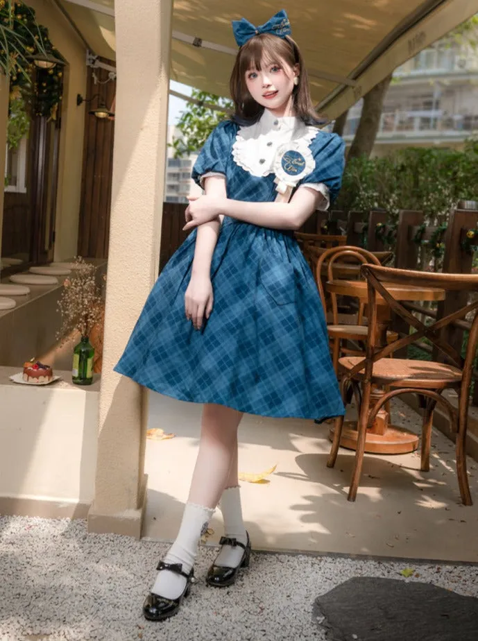 Dress Pok Girl Retro Girl Check Lolita