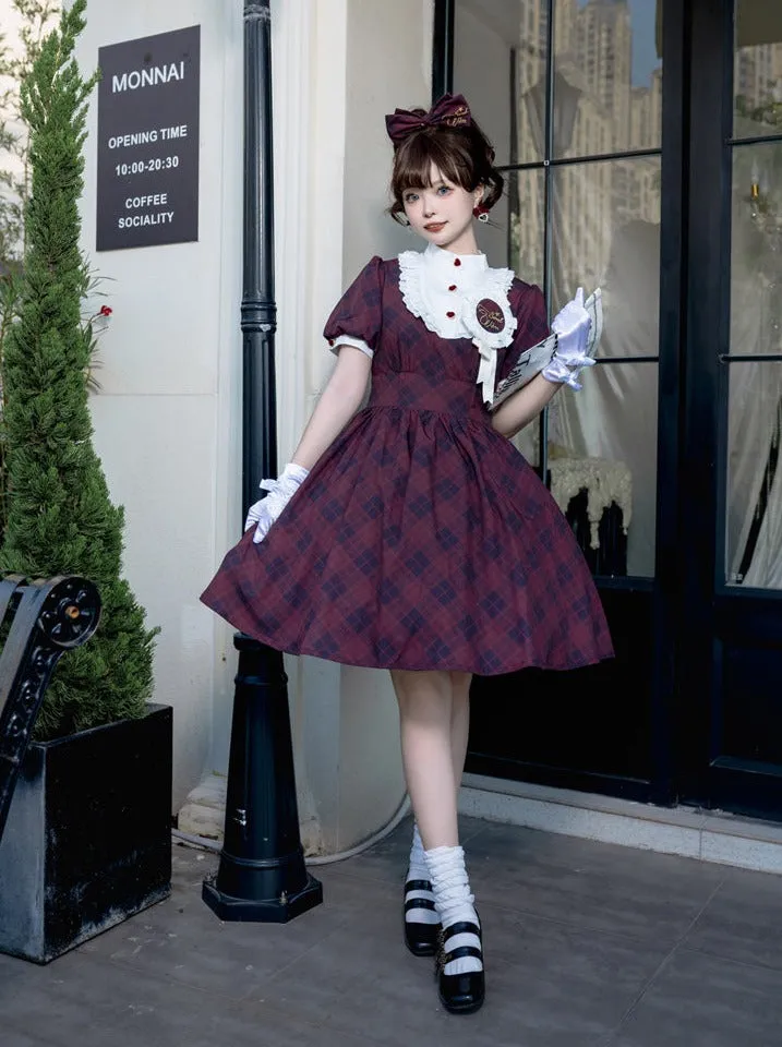 Dress Pok Girl Retro Girl Check Lolita