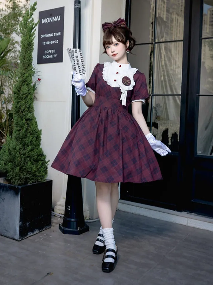 Dress Pok Girl Retro Girl Check Lolita