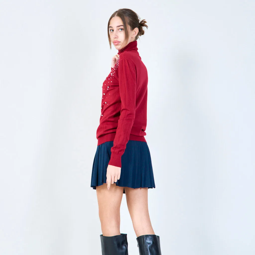 Elegant studded turtleneck sweater wholesale
