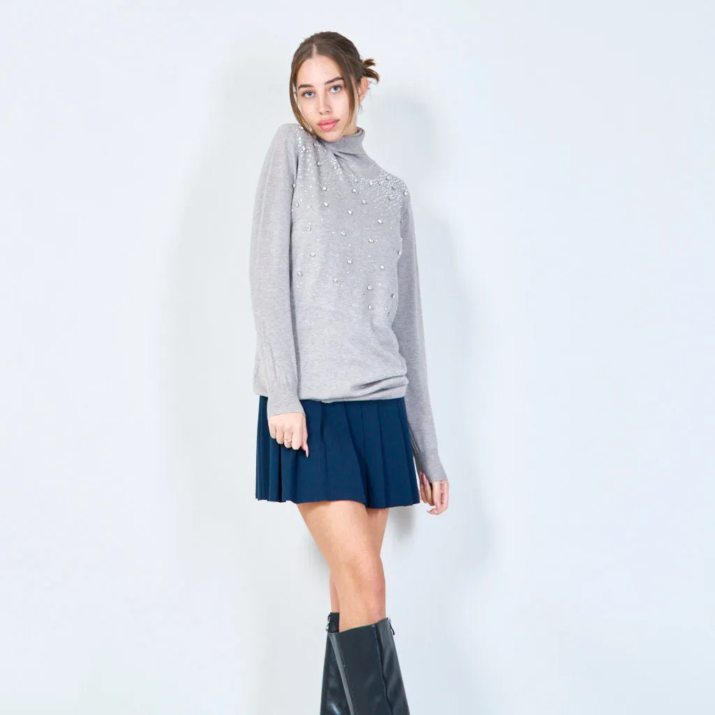 Elegant studded turtleneck sweater wholesale