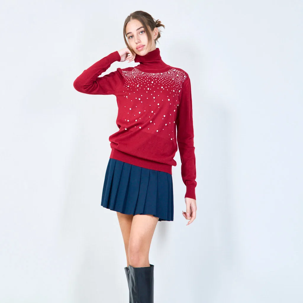 Elegant studded turtleneck sweater wholesale