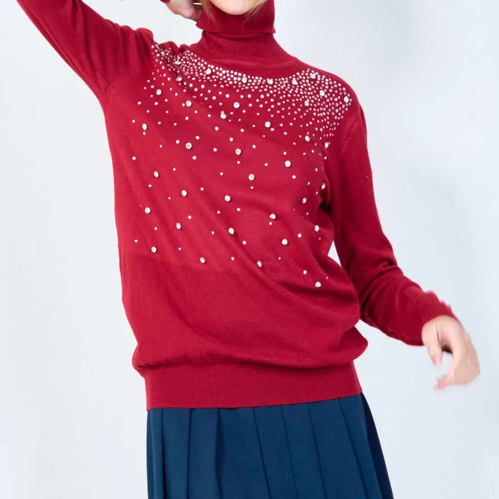 Elegant studded turtleneck sweater wholesale