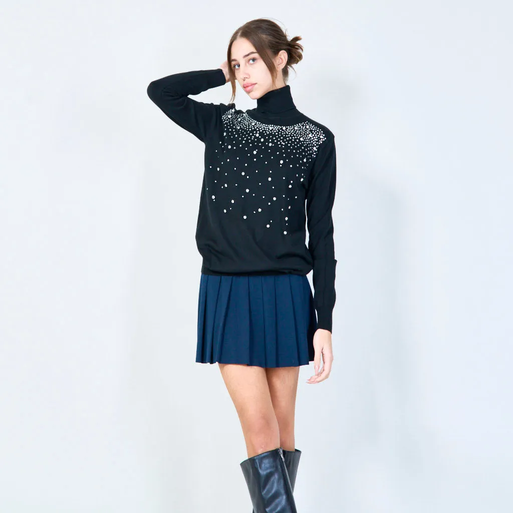 Elegant studded turtleneck sweater wholesale