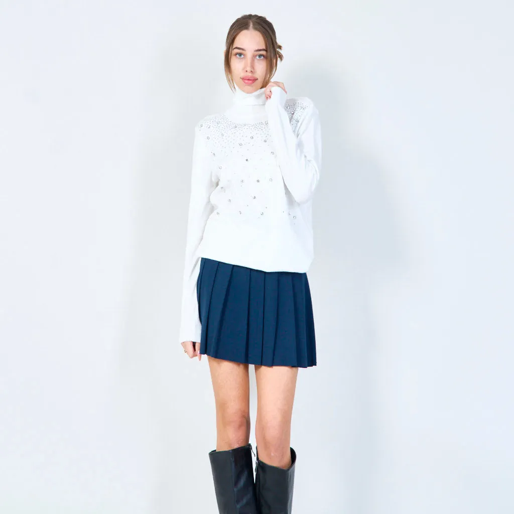 Elegant studded turtleneck sweater wholesale