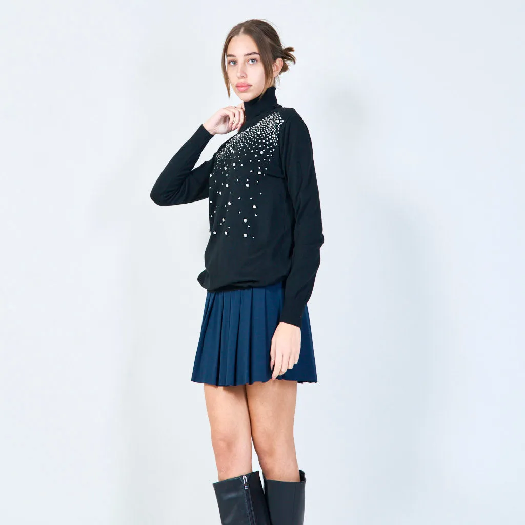 Elegant studded turtleneck sweater wholesale