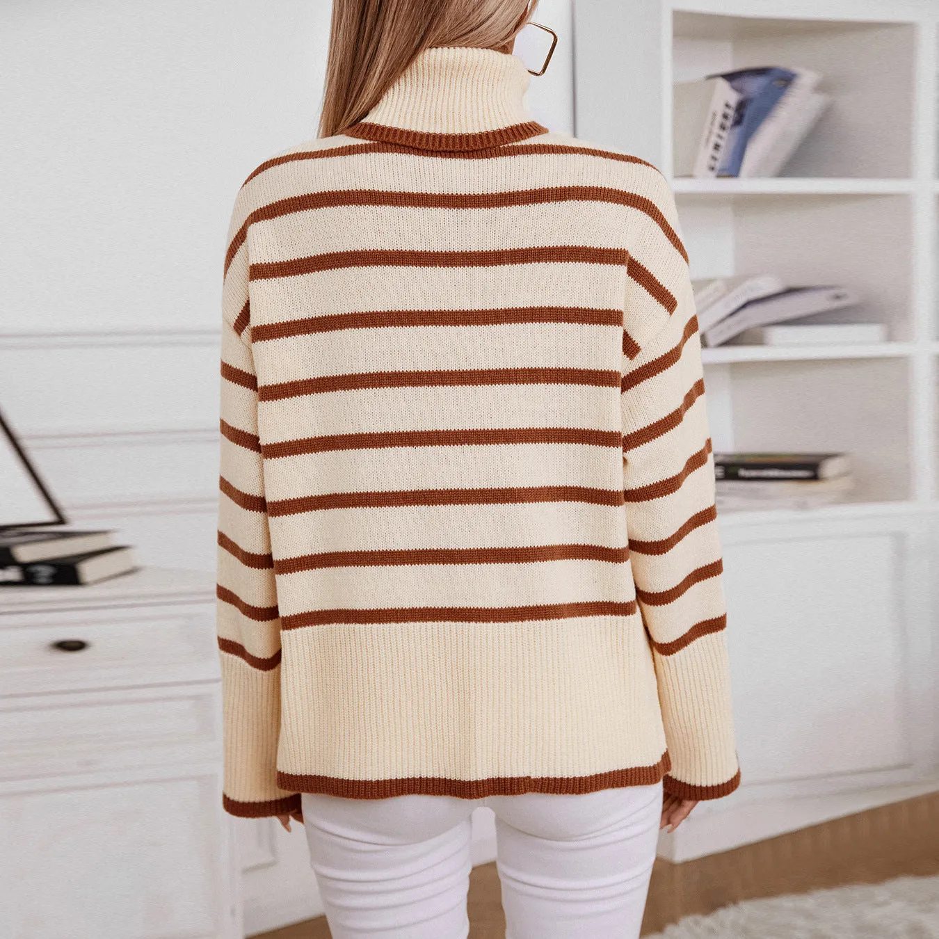 Elena Striped Turtleneck Sweater