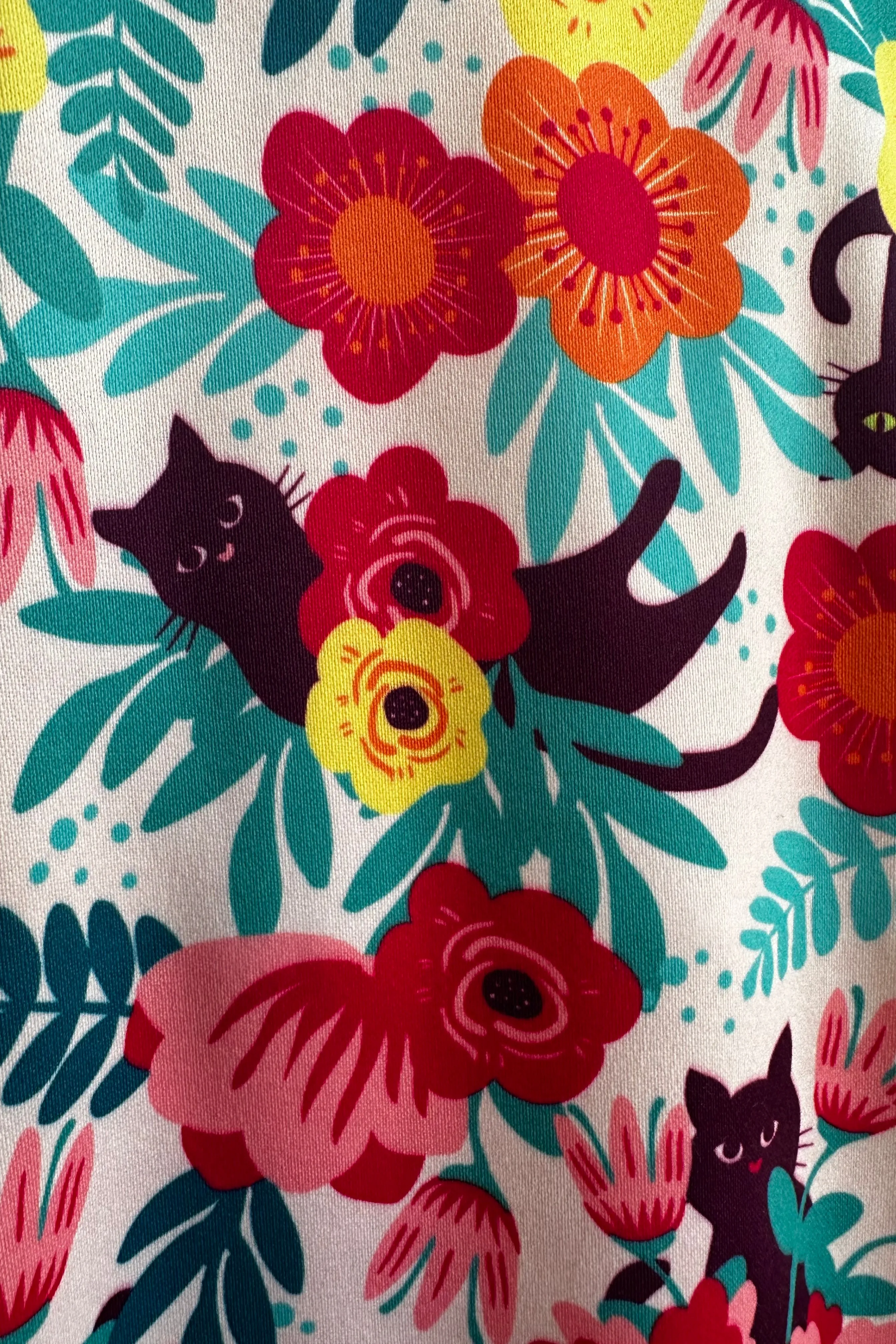 Feline Floral Flare Skirt by Voodoo Vixen