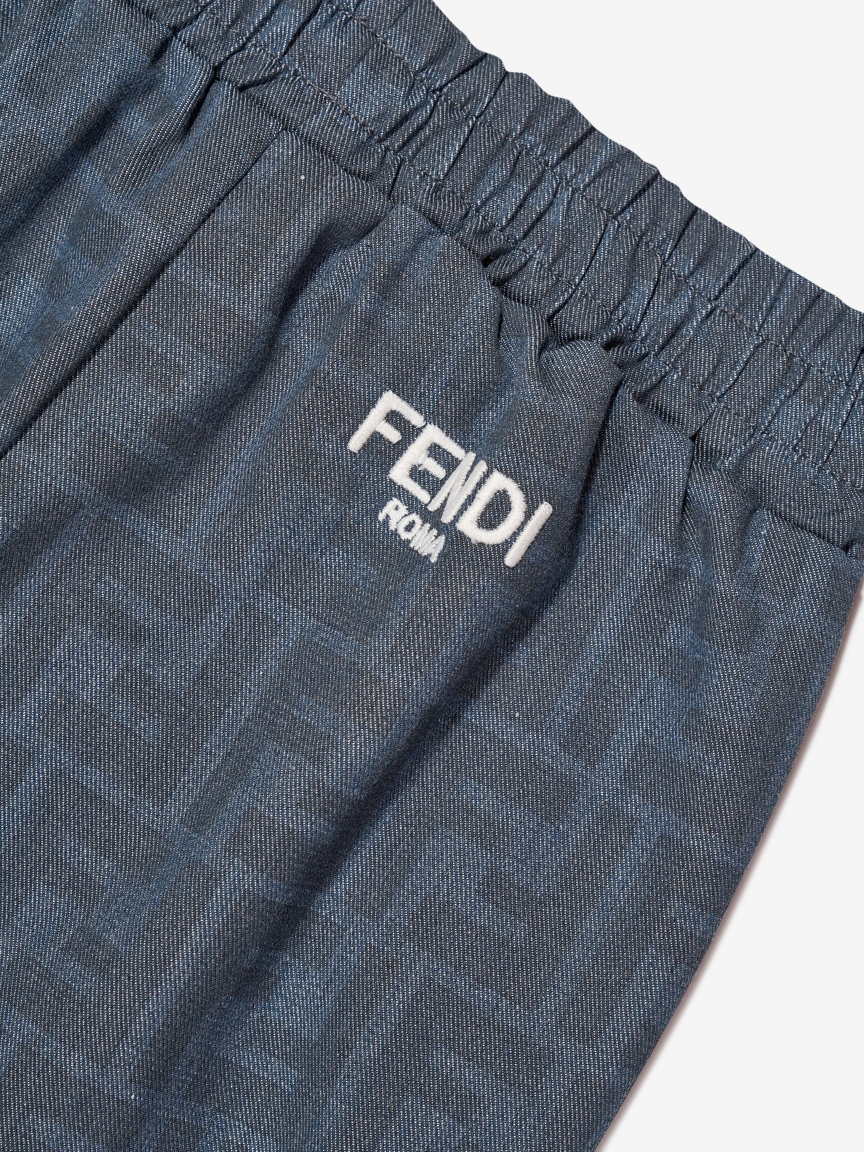 Fendi Baby Chambray FF Logo Joggers in Blue