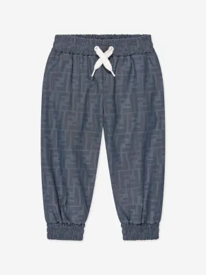 Fendi Baby Chambray FF Logo Joggers in Blue