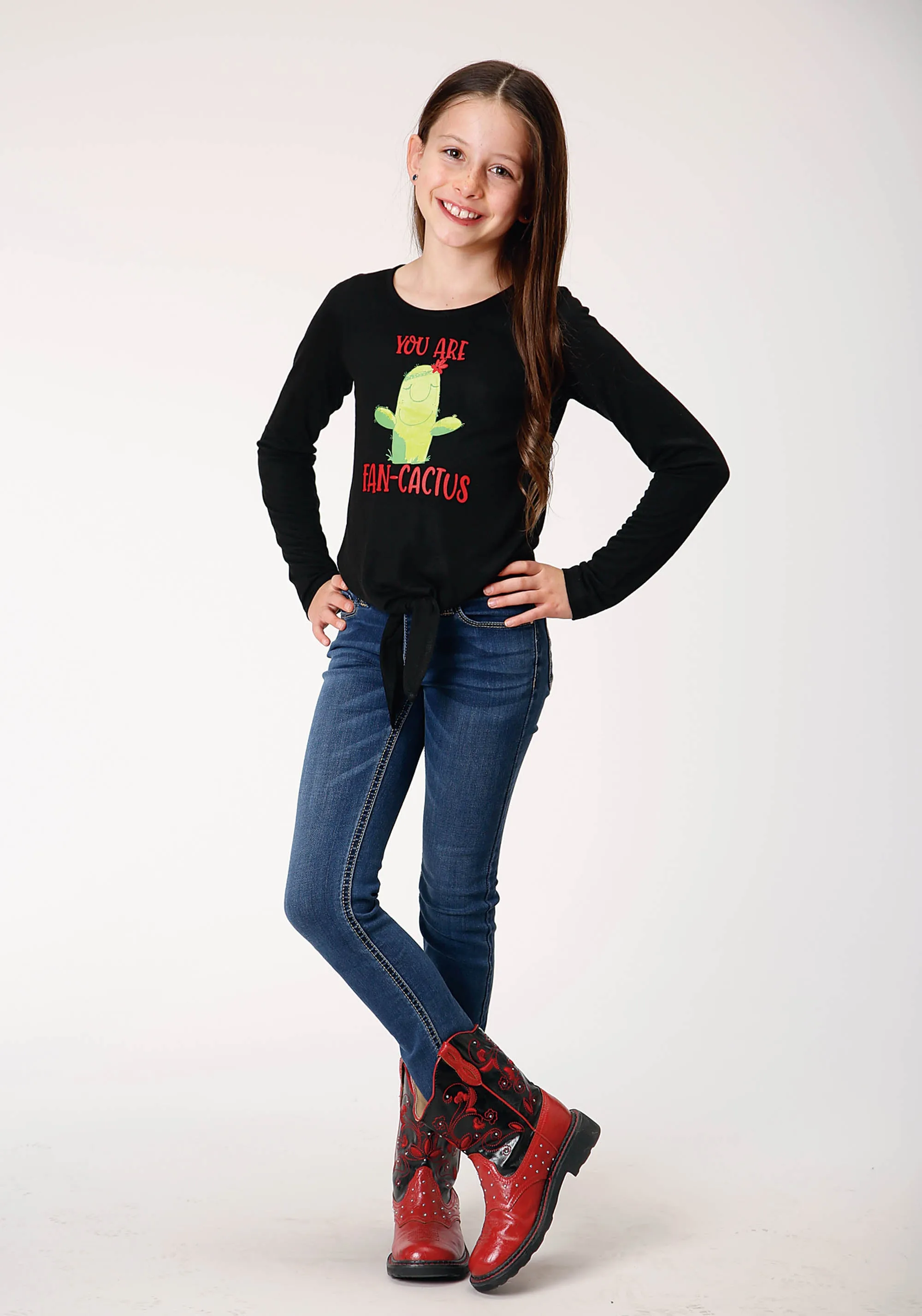 GIRLS LONG SLEEVE KNIT POLY RAYON BLACK JERSEY LONG SLEEVE  T T-SHIRT