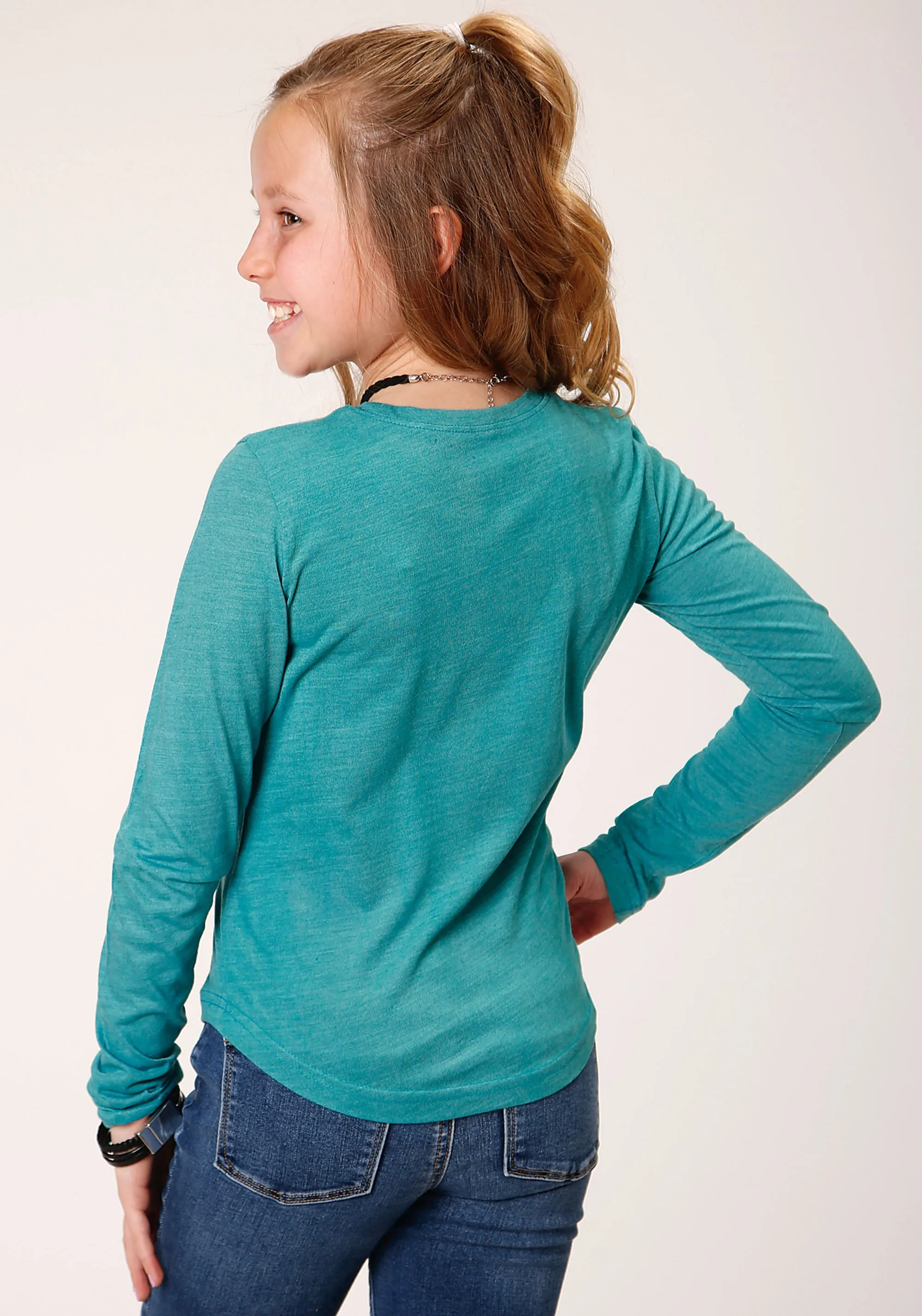 GIRLS LONG SLEEVE KNIT POLY RAYON JERSEY LONG SLEEVE  SCOOP NECK T T-SHIRT