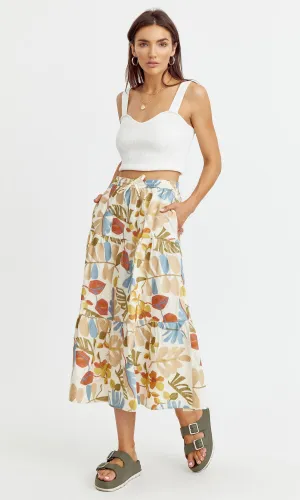 Grant Embroidered Midi Skirt