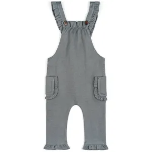 Greige Baby Ruffle Denim Overall