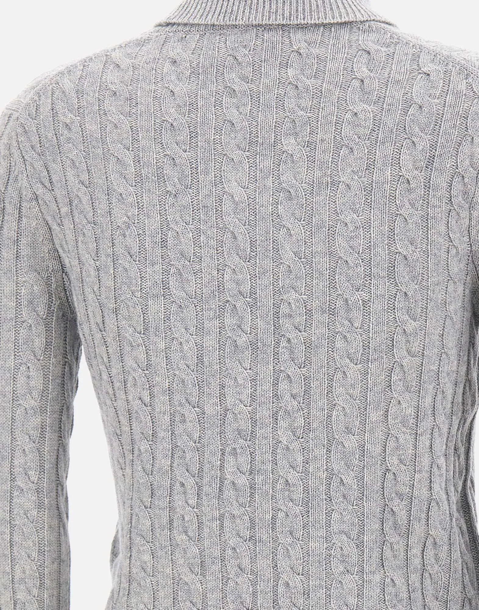 Grey Cable Knit Turtleneck Sweater