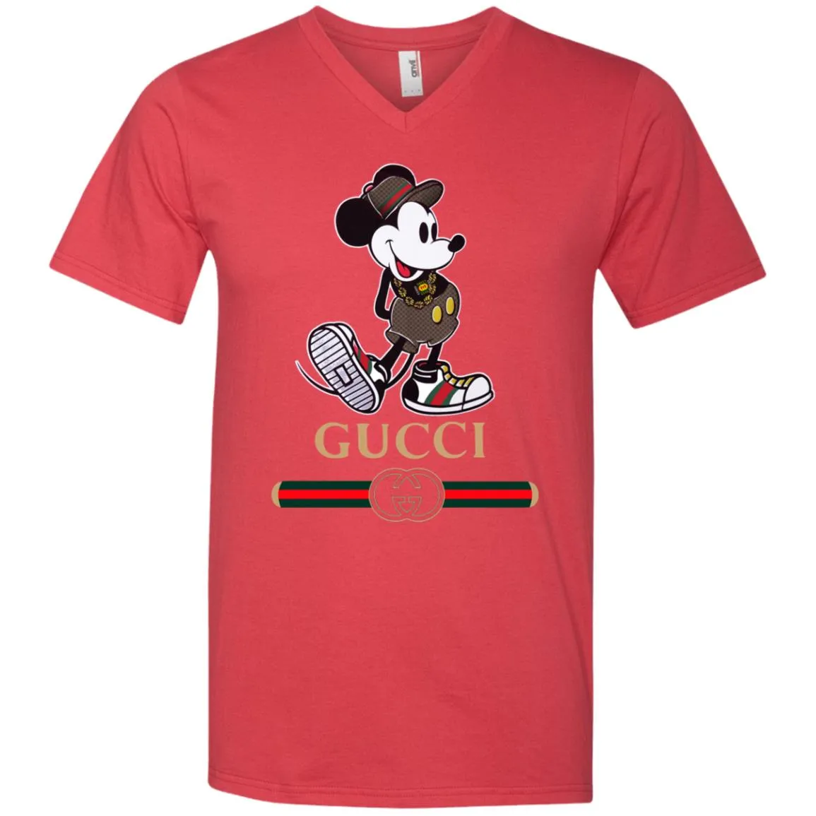 Gucci Mickey Kitty Beauty T-shirt Men V-Neck T-Shirt