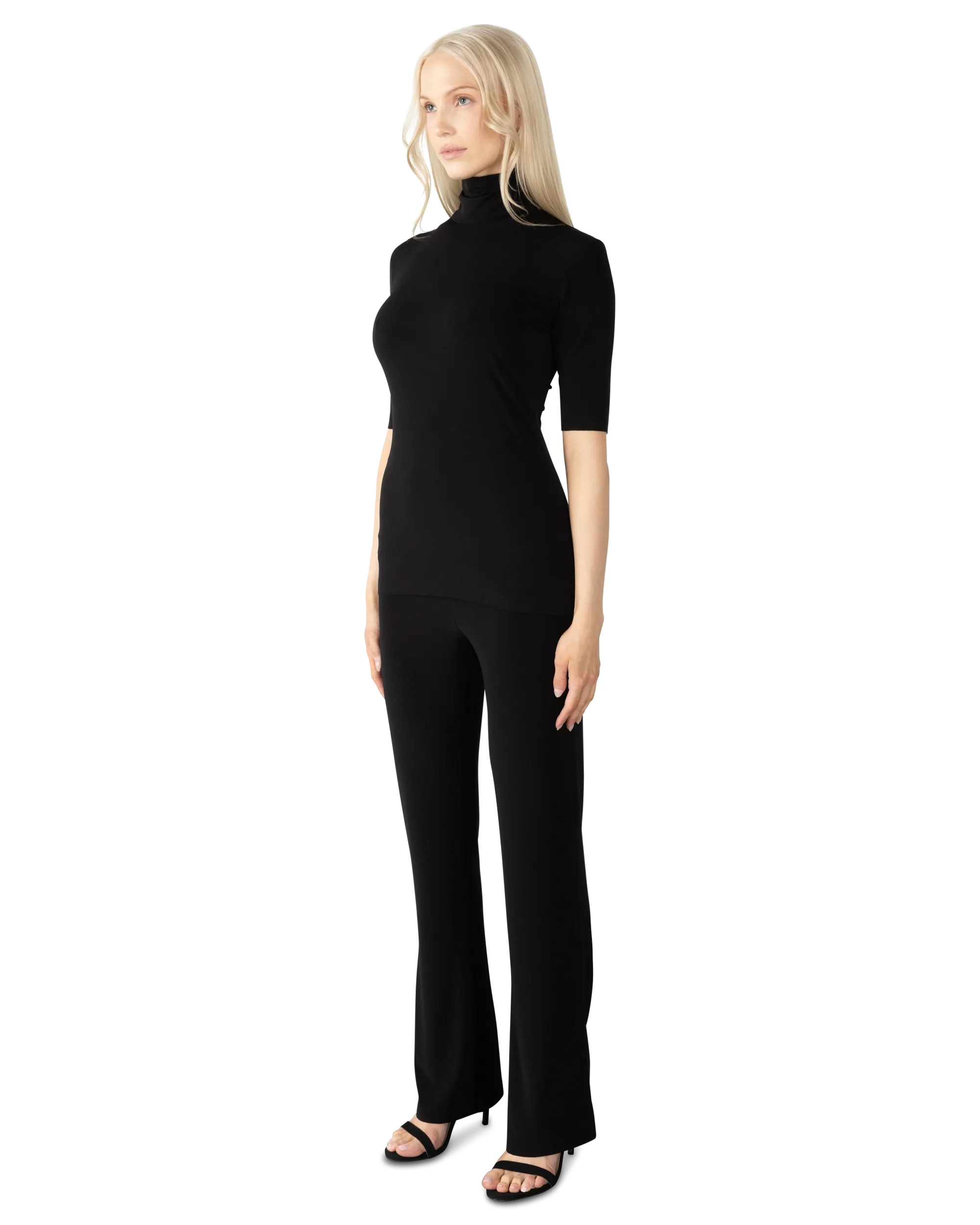 Half Sleeve Fitted Turtleneck Top