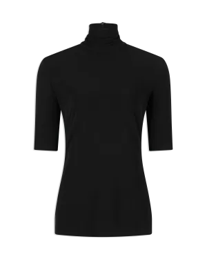 Half Sleeve Fitted Turtleneck Top