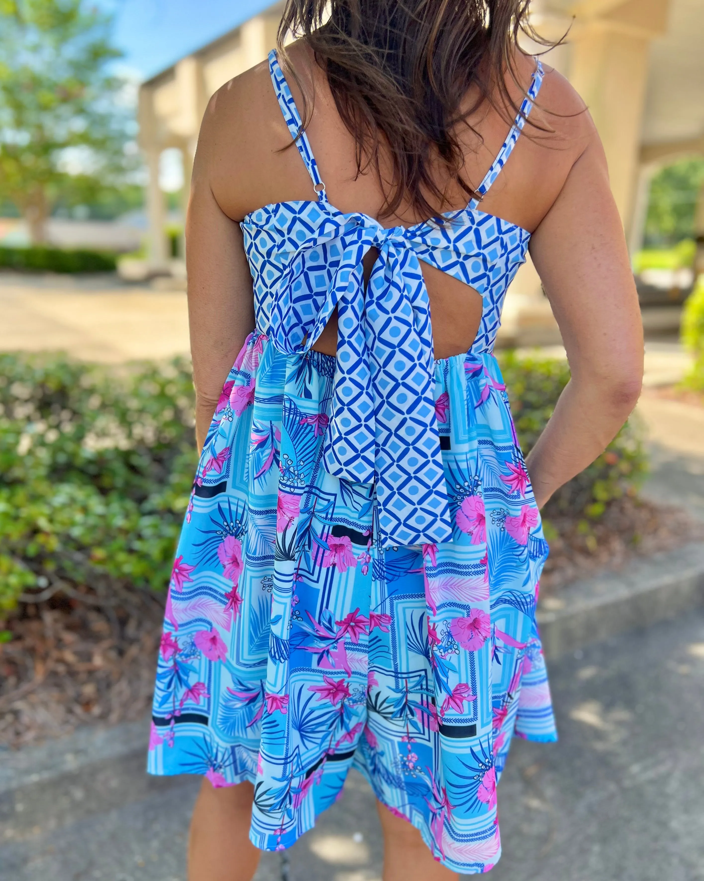 Head In The Clouds Tropical Print Tie Back Tube Top Romper