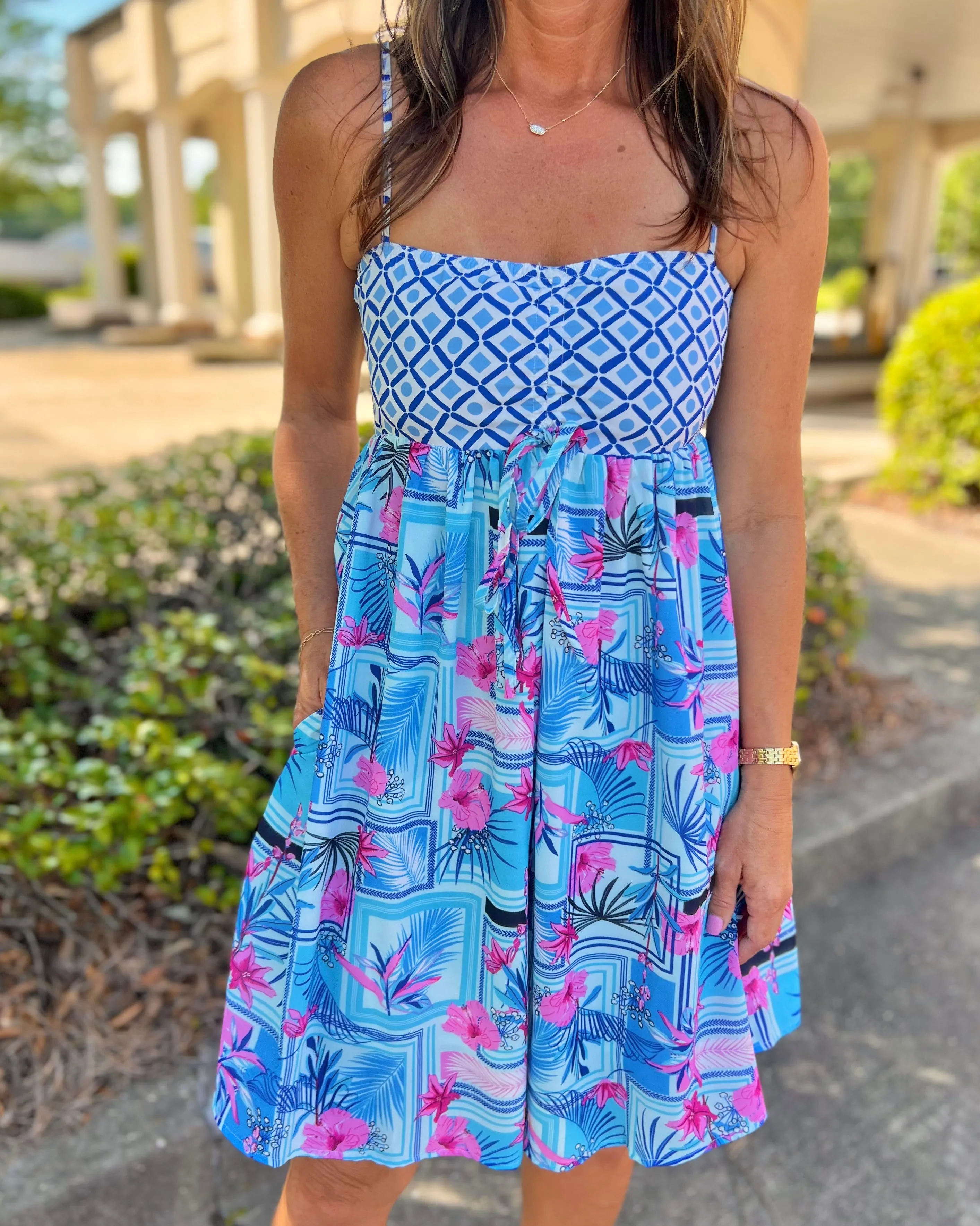 Head In The Clouds Tropical Print Tie Back Tube Top Romper
