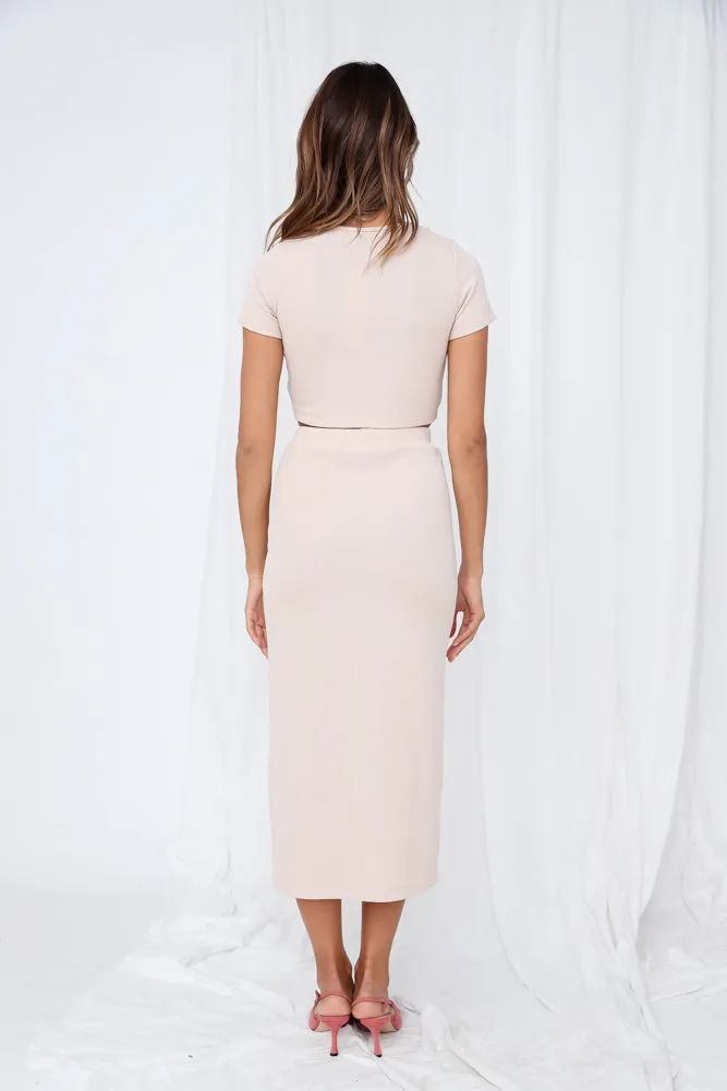 I Catch Clouds Midi Skirt Beige