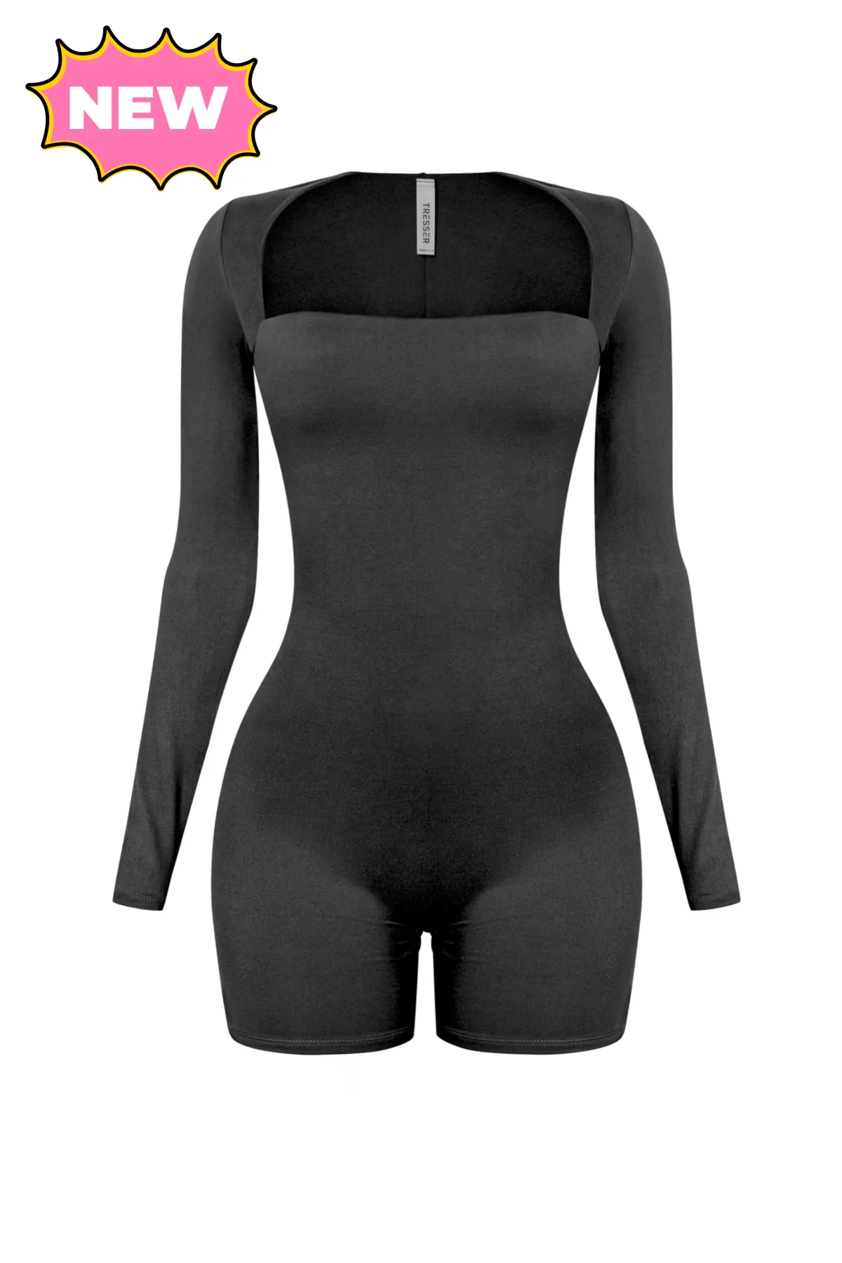 Iris L/S Square Neck Romper (Black)