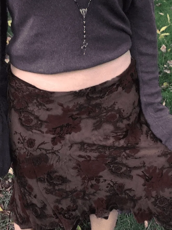 Joskaa Mesh Floral Midi Skirt