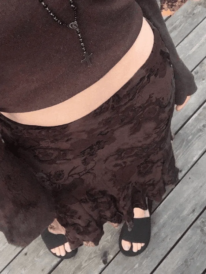 Joskaa Mesh Floral Midi Skirt