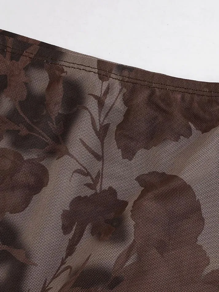 Joskaa Mesh Floral Midi Skirt