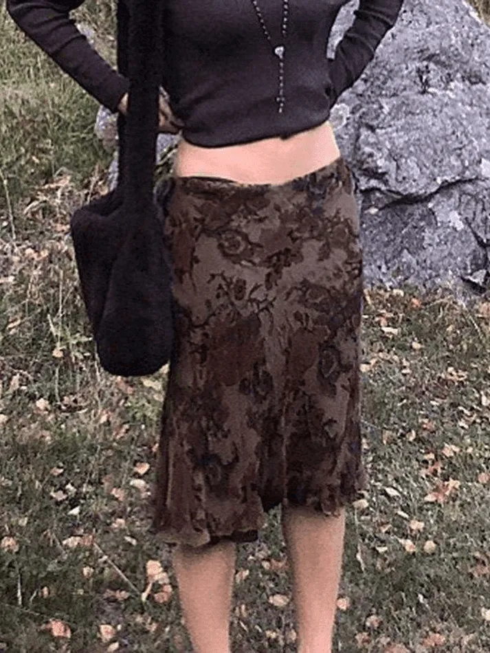 Joskaa Mesh Floral Midi Skirt
