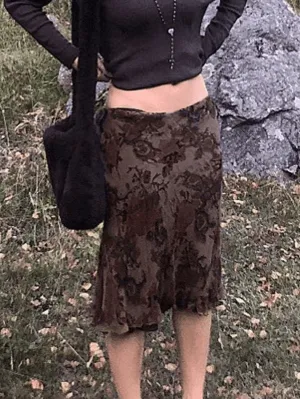 Joskaa Mesh Floral Midi Skirt