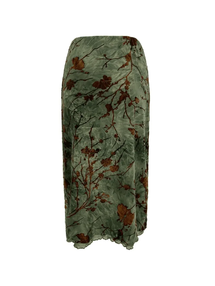 Joskaa Mesh Lining Vintage Floral Midi Skirt